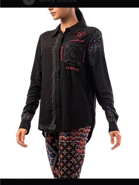 Desigual Sally Bandanna Mixed Print Buttondown